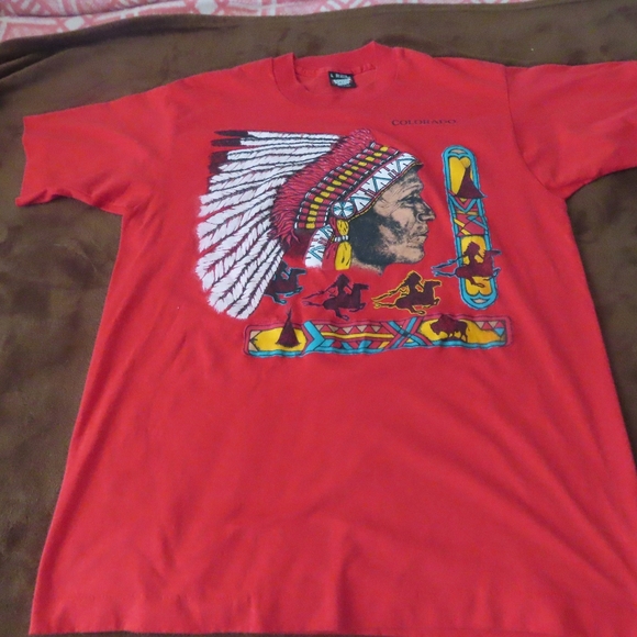 VTG Screen Stars Colorado native american Single Stitch 90s 50/50 Sz L - Picture 1 of 4